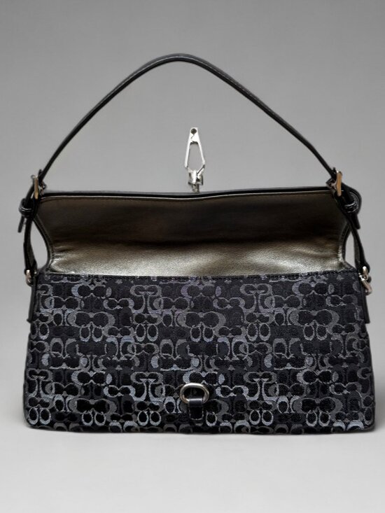 Coach Y2K Black Silver Optic Hamptons Soft Clip East West Shoulder Bag 3595 - Picture 2 of 10